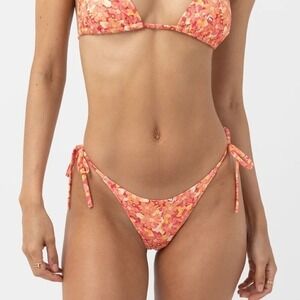 Rhythm Zadie Floral Tie Side Hi Cut Bikini Pant‎ Chilli Small New With Tags